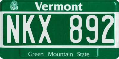 VT license plate NKX892