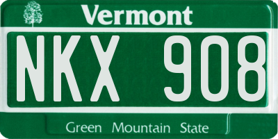 VT license plate NKX908