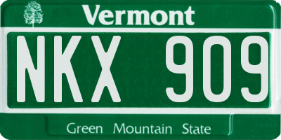 VT license plate NKX909