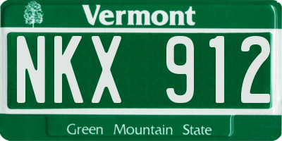 VT license plate NKX912
