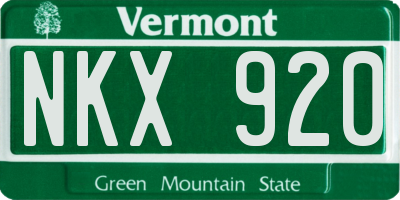 VT license plate NKX920