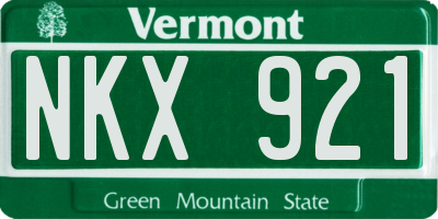 VT license plate NKX921
