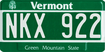 VT license plate NKX922
