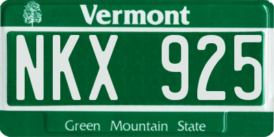 VT license plate NKX925