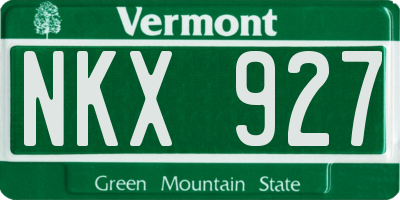VT license plate NKX927