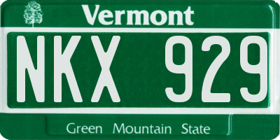 VT license plate NKX929