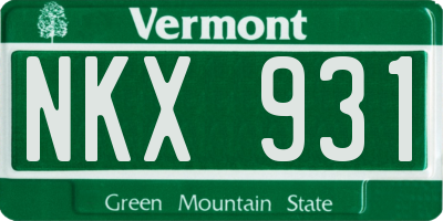 VT license plate NKX931