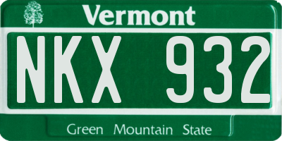 VT license plate NKX932