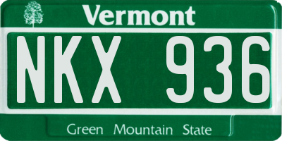 VT license plate NKX936
