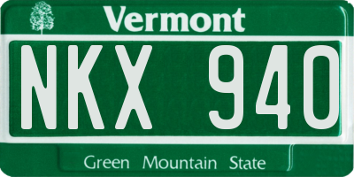 VT license plate NKX940