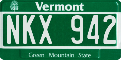 VT license plate NKX942