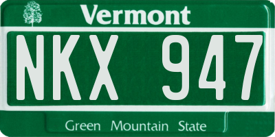 VT license plate NKX947