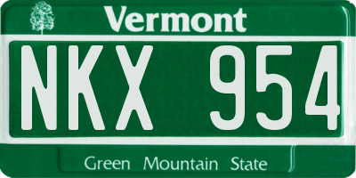 VT license plate NKX954