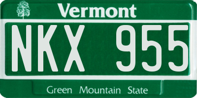 VT license plate NKX955