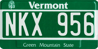 VT license plate NKX956