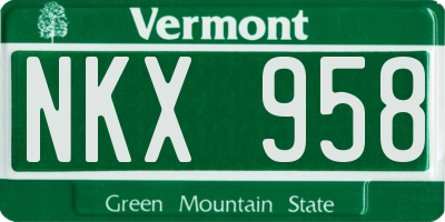 VT license plate NKX958