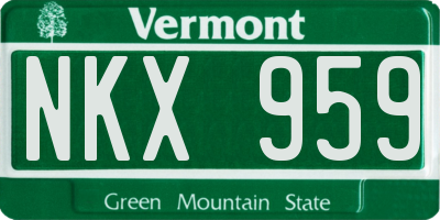 VT license plate NKX959