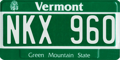VT license plate NKX960