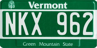 VT license plate NKX962