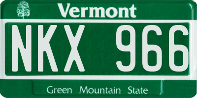 VT license plate NKX966
