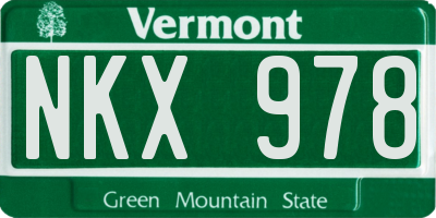 VT license plate NKX978