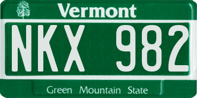 VT license plate NKX982