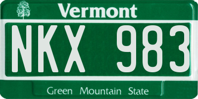 VT license plate NKX983
