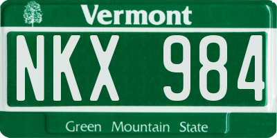 VT license plate NKX984
