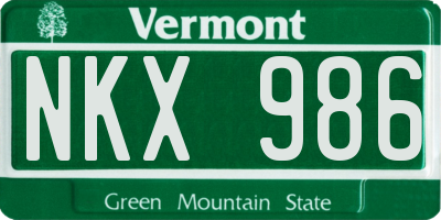 VT license plate NKX986