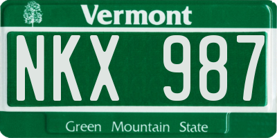 VT license plate NKX987