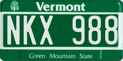 VT license plate NKX988