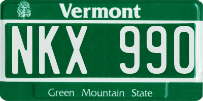 VT license plate NKX990