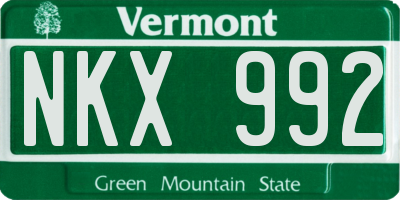 VT license plate NKX992