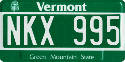 VT license plate NKX995