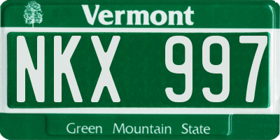 VT license plate NKX997
