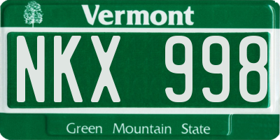 VT license plate NKX998