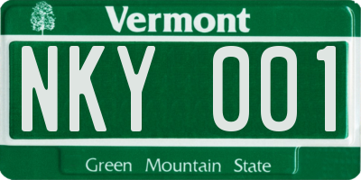 VT license plate NKY001