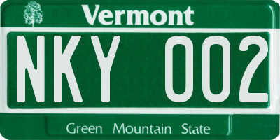 VT license plate NKY002