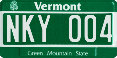 VT license plate NKY004