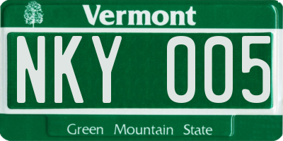 VT license plate NKY005