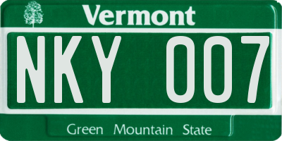 VT license plate NKY007