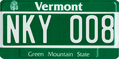 VT license plate NKY008