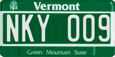 VT license plate NKY009