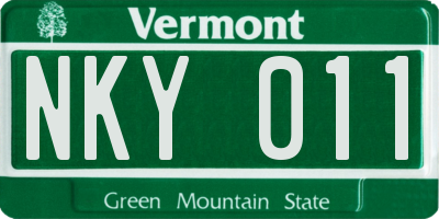 VT license plate NKY011