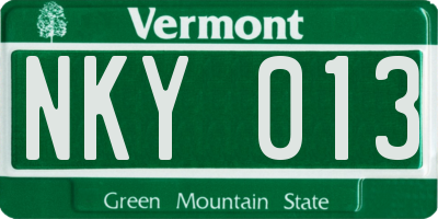 VT license plate NKY013