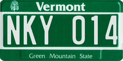 VT license plate NKY014