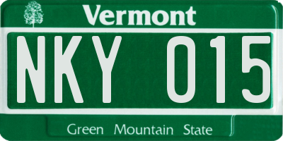 VT license plate NKY015