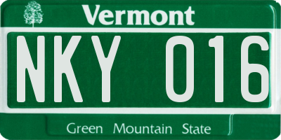 VT license plate NKY016