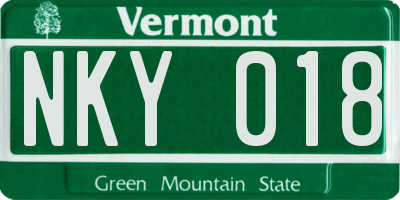 VT license plate NKY018