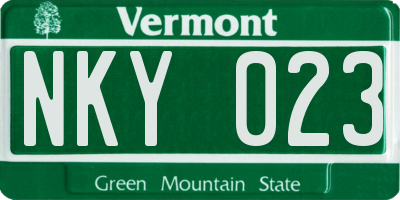 VT license plate NKY023